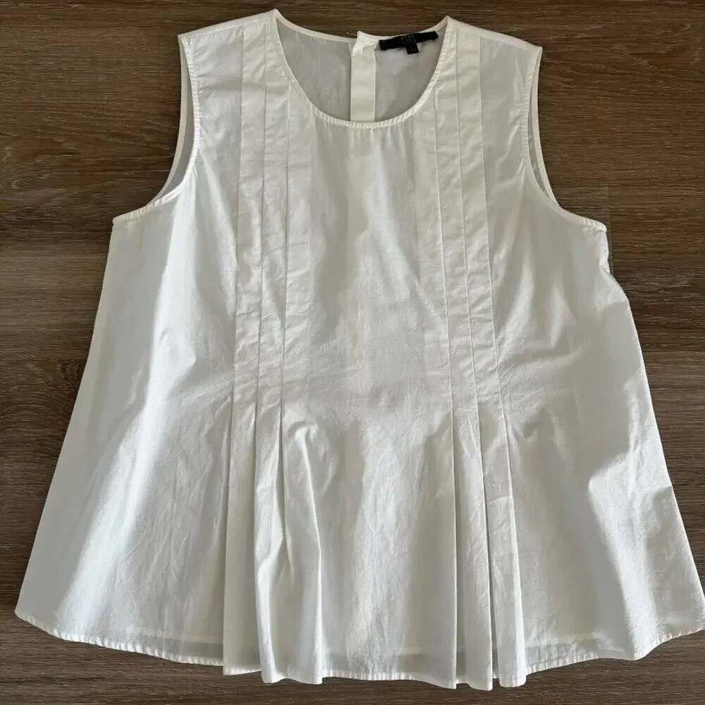 Alex Marie | Pin Tuck Sleeveless Cotton Blouse size L - Picture 1 of 3